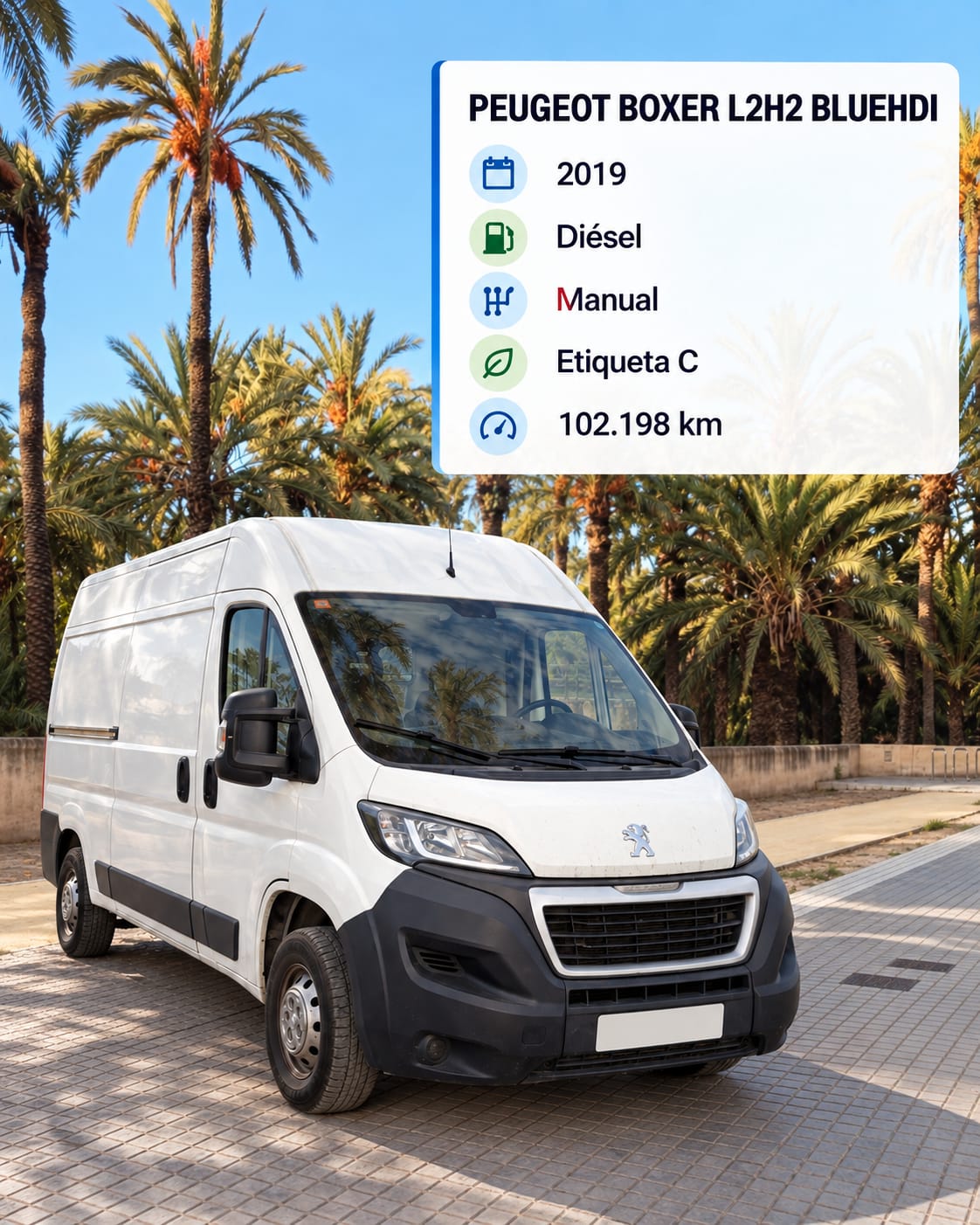 Peugeot Boxer L2H2 para alquiler de furgonetas en Elche